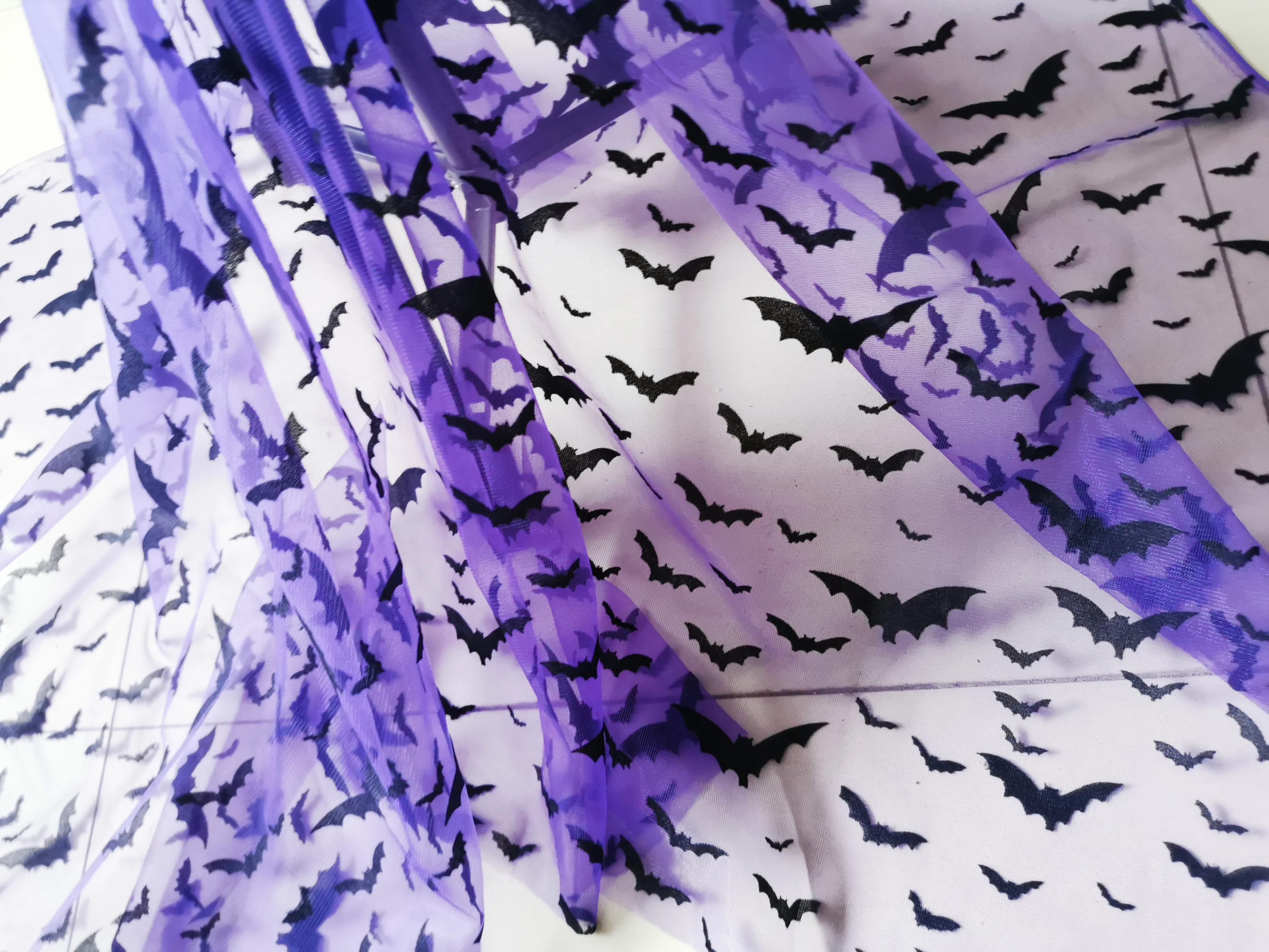 Los Murciélagos de Halloween Tull de Malla en Negro Púrpura Rosa Decoración de Halloween Traje de Coser, Suministros de Murciélagos de la Tela Imagen 0