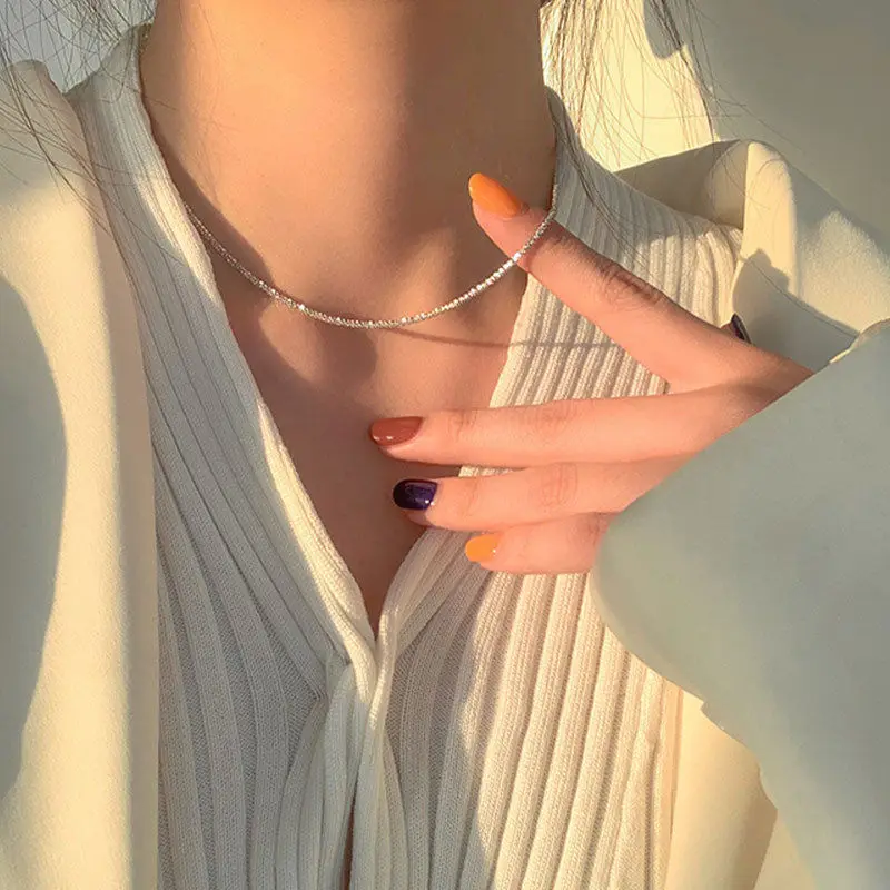 Nuevo Elegante Espumoso Gargantilla para las Mujeres de la Clavícula Color de Plata de la Cadena de Collares Parte Collar de la Joyería Regalos Imagen 0