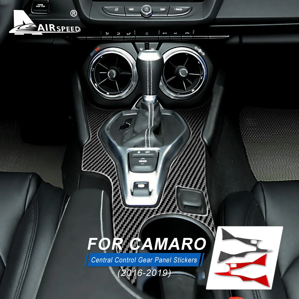 La VELOCIDAD del aire de Fibra de Carbono para Chevrolet Camaro 2016 2017 2018 2019 Accesorios de adorno de Interiores del Coche Cambio de marchas Panel para el Camaro de la etiqueta Engomada Imagen 0
