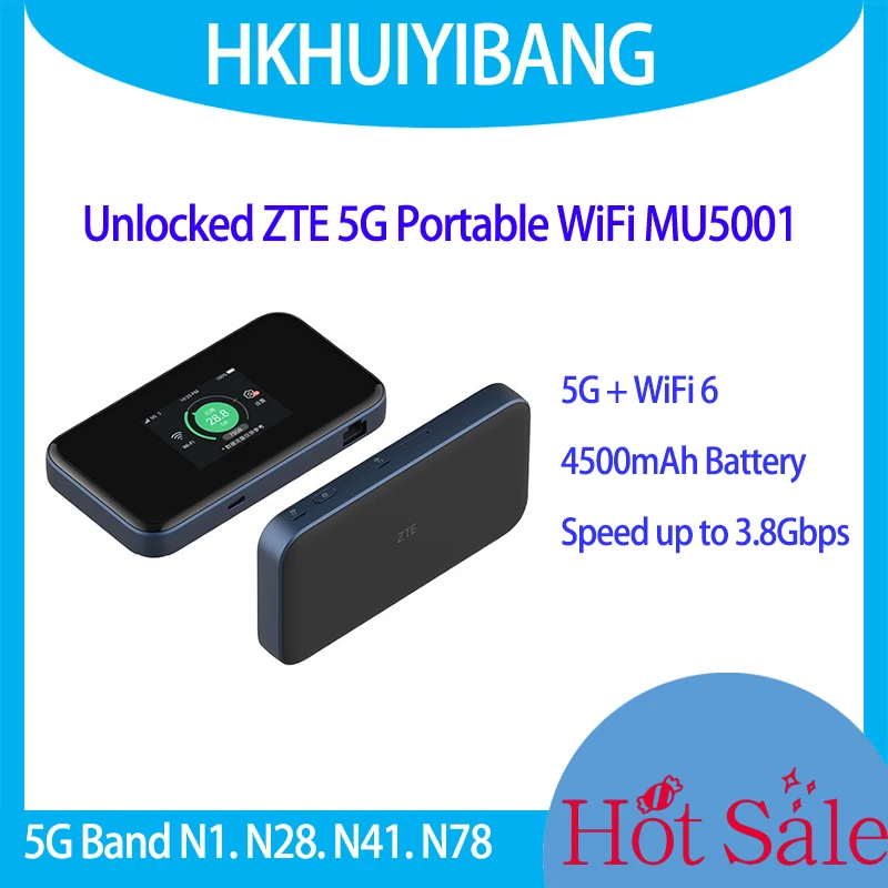 Desbloqueo de ZTE 5G Pocket WiFi MU5001 4500mAh Wi-Fi 6 5G Hotspot Móvil 3.8 Gbps X55 Chipset de Doble Banda 5G/4G LTE Router Portátil Imagen 0