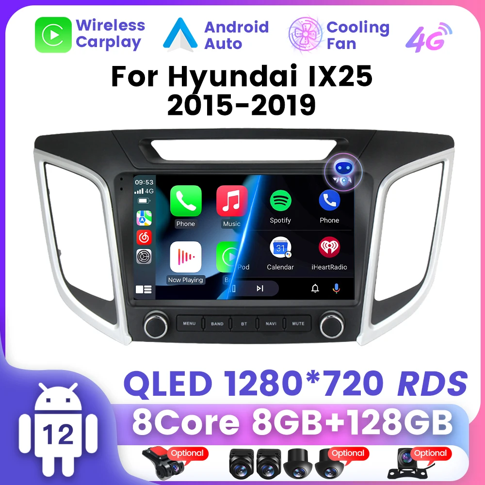 Android Auto Multimedia Reproductor de Vídeo de la Radio del Coche para Hyundai Creta Ix25 2015-2019 2020 de Navegación GPS Espejo Enlace de Pantalla Dividida DSP Imagen 1