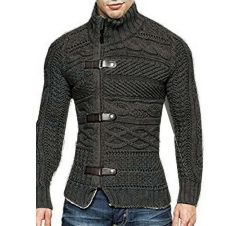 Cuello Alto Slim Fit Cardigan Sweater Imagen 1