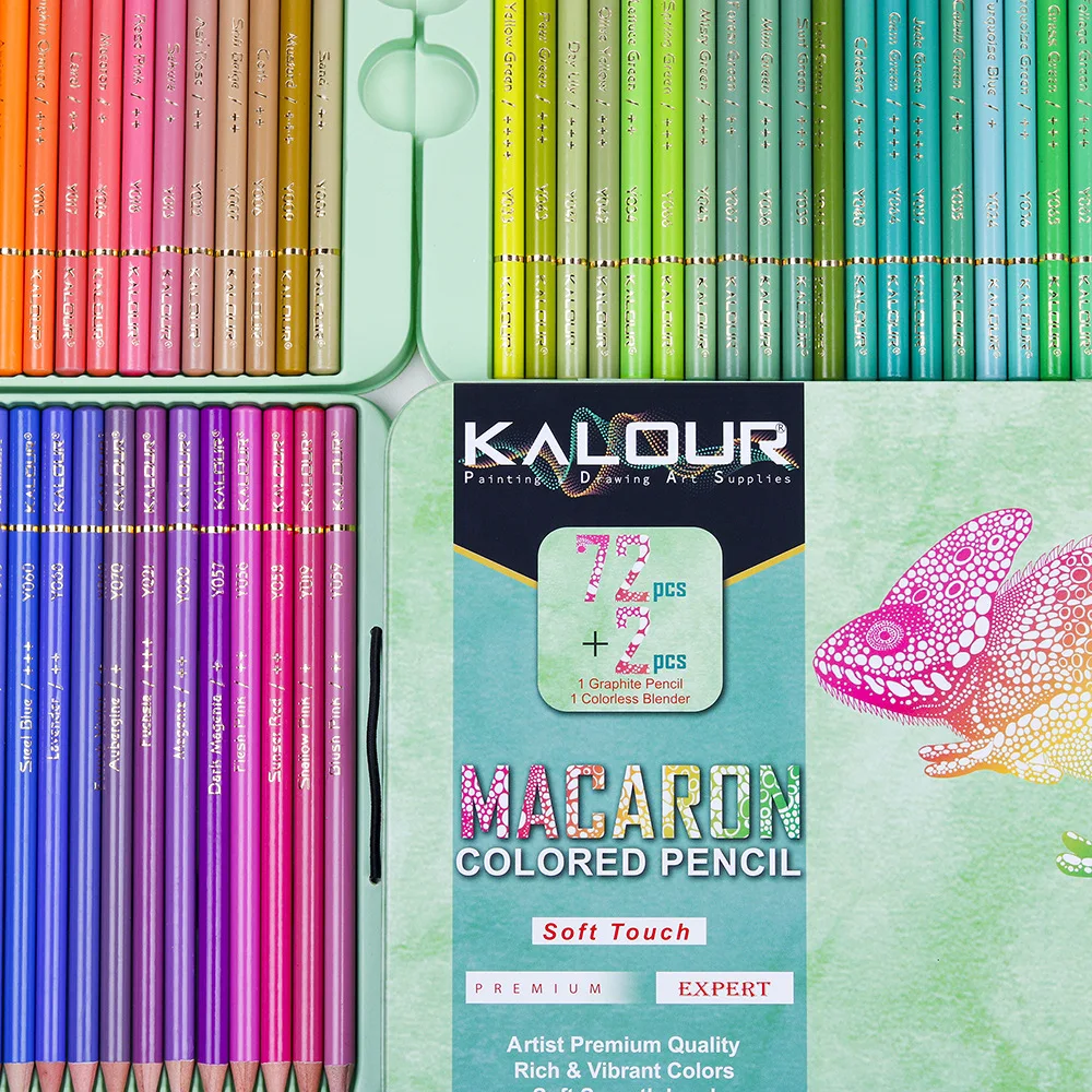 KALOUR Macaron Lápices de Colores,juego de 72 Colores,Artistas Núcleo Suave,Ideal para los Adultos a los Niños Dibujo de Bocetos de Sombreado para Colorear de la Pluma Imagen 1