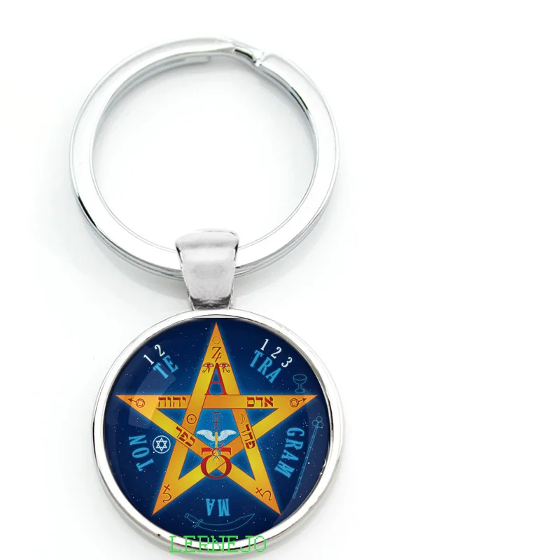 Tetragrammaton Amuleto Clave de la Cadena de llavero Pentagrama Esotérico Colgante Mágico Poder del Nombre de YHVH Para Dios el Señor el-Que-Es Adonai Elohim Imagen 2