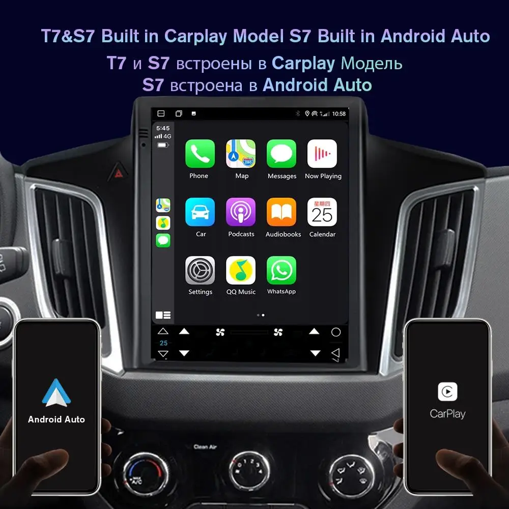 NAVIGUIDE S7 Android 10 de la Radio del Coche Para Jeep Compass 2017-2020 Para Tesla Estilo Reproductor Multimedia de Navegación GPS Carplay Jefe de la Unidad de Imagen 3