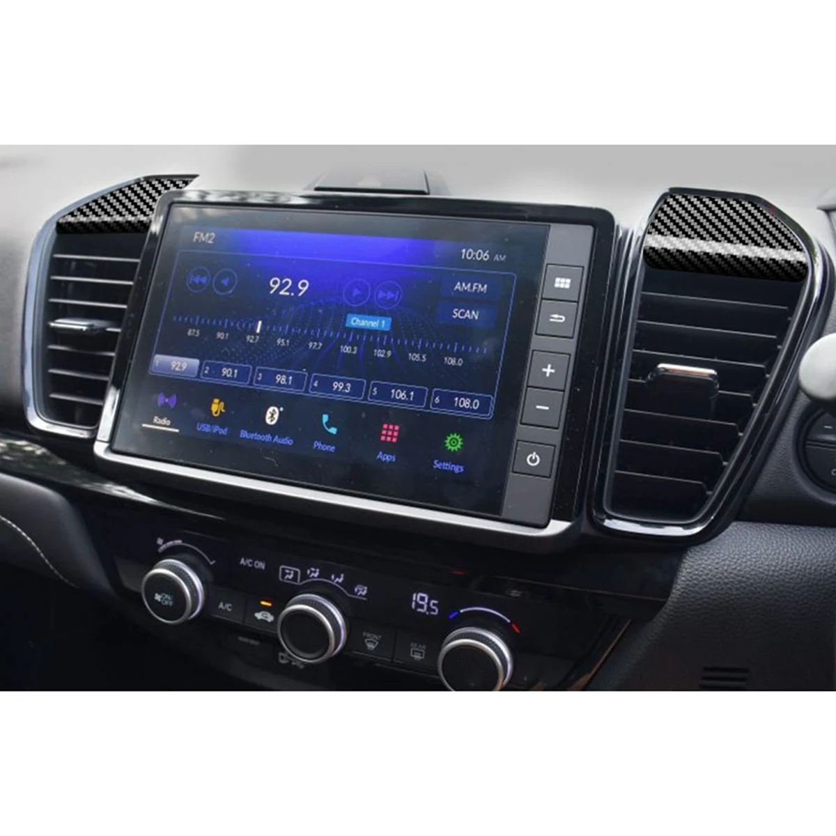 Para el año 2020 y 2022 Ciudad de Honda GN Hatchback de Fibra de Carbono cuadro de mandos de la salida de Aire Salida de Marco de Cubierta de Recorte RHD Imagen 3