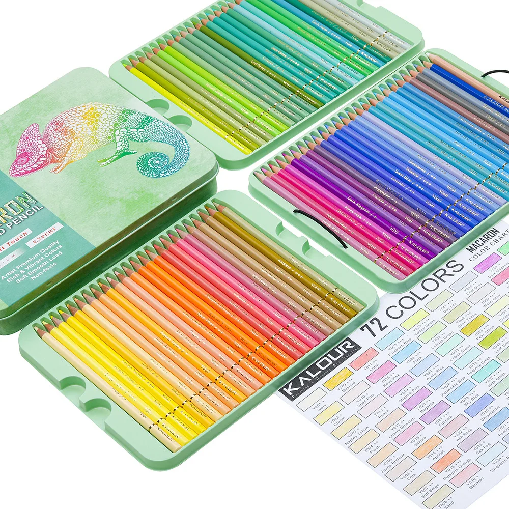 KALOUR Macaron Lápices de Colores,juego de 72 Colores,Artistas Núcleo Suave,Ideal para los Adultos a los Niños Dibujo de Bocetos de Sombreado para Colorear de la Pluma Imagen 3