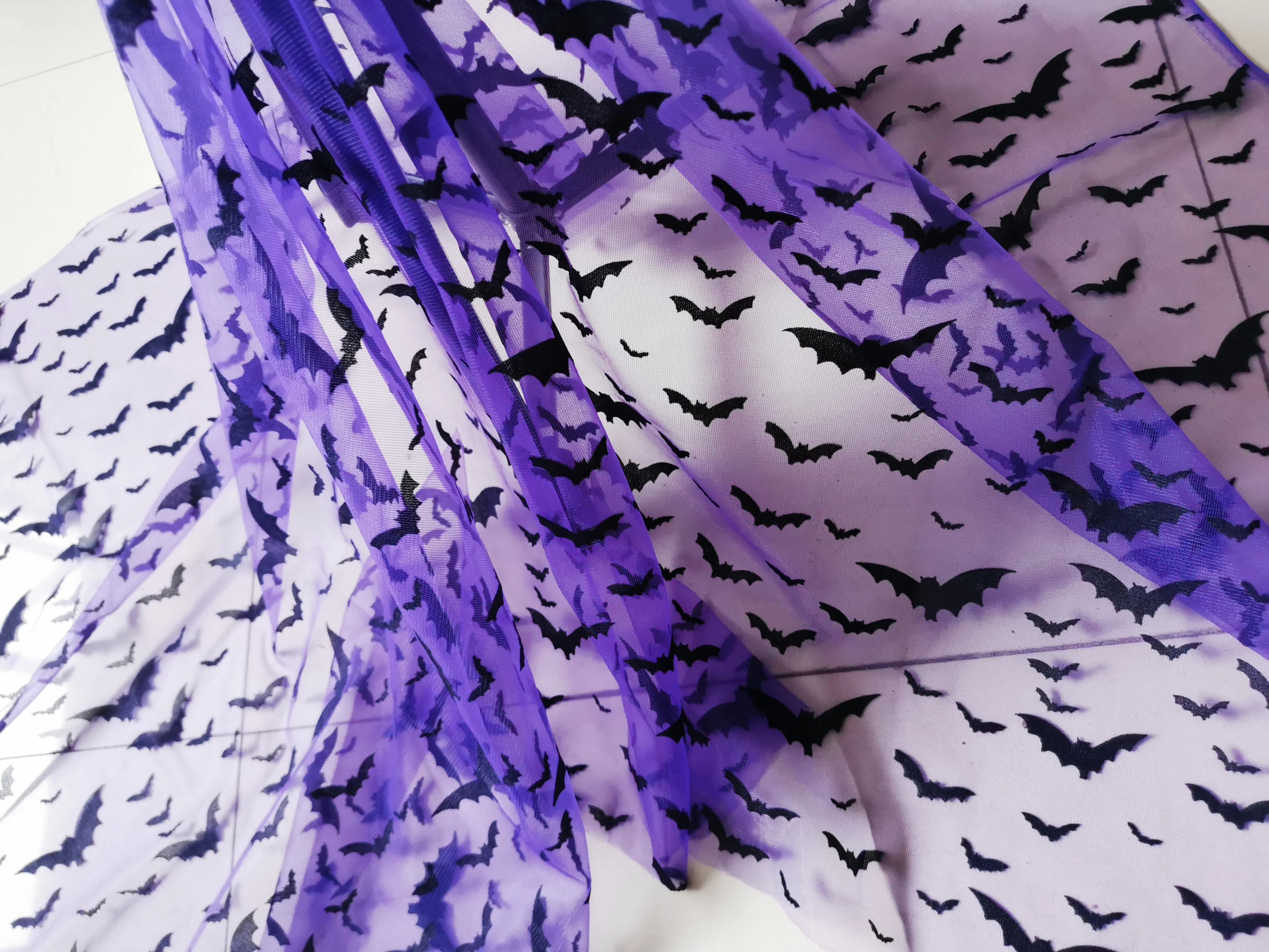 Los Murciélagos de Halloween Tull de Malla en Negro Púrpura Rosa Decoración de Halloween Traje de Coser, Suministros de Murciélagos de la Tela Imagen 5