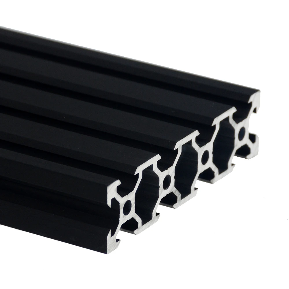 1PC NEGRO 2080 V-Ranura Estándar Europeo de Anodizado de Aluminio de Extrusión de Perfil 100-800 mm de Longitud Lineal de Ferrocarril para el CNC de la Impresora 3D Imagen 5
