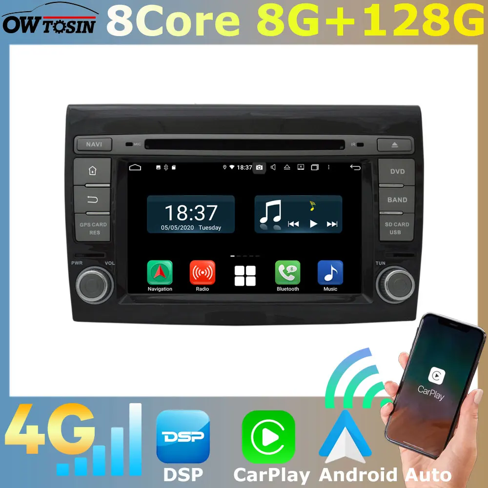 2 Din 8Core 8G+128 GB Android 11 Reproductor de DVD del Coche Para Fiat Bravo Ritmo 198 2007-2016 de Navegación GPS de Radio CarPlay DSP de Audio 4G WiFi Imagen 0