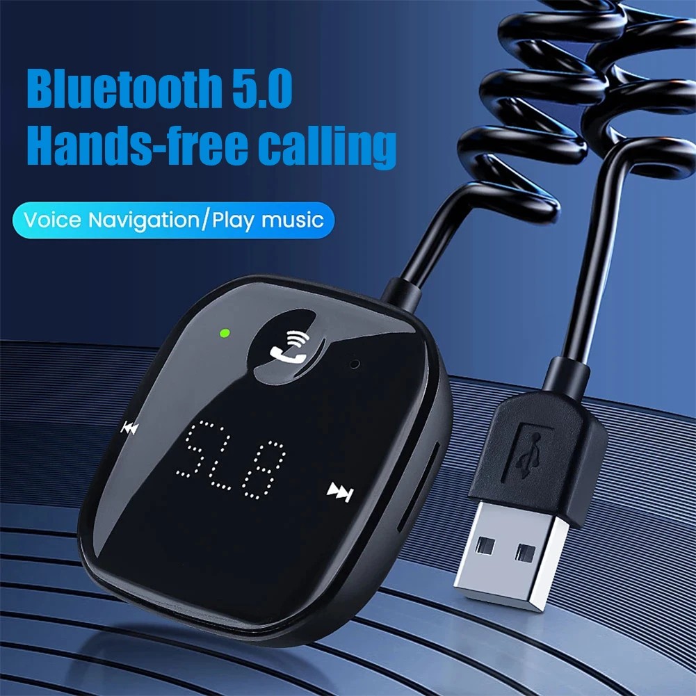 Receptor Bluetooth Modulador FM Adaptador de Coche Transmisor Bluetooth 5.0 Inalámbrica de Audio Aux Transmisor de FM Kit de manos libres Inalámbrico Imagen 1