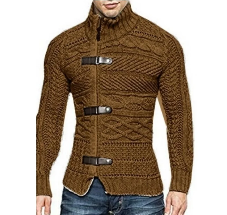 Cuello Alto Slim Fit Cardigan Sweater Imagen 3