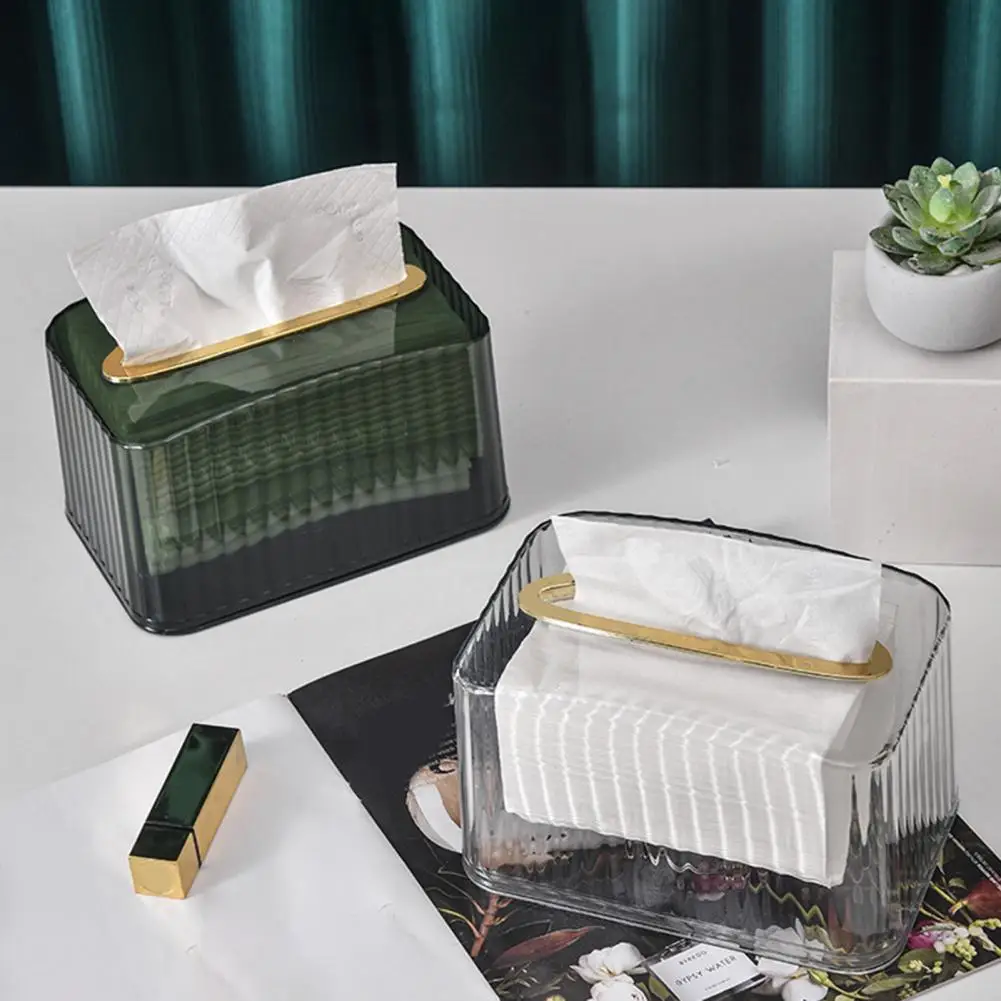 Caja de pañuelos Práctica Transparente Construido-en la Primavera de Dormitorio de Suministro de Tejido Dispensador de Tejido Organizador Imagen 4